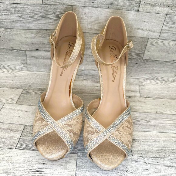 Women's De Blossom Collection Size 9 High Heels w/Rhinestones & Lace‎ - Picture 2 of 13